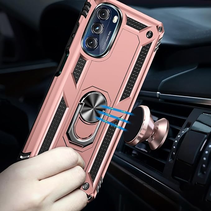 for Moto G 5G 2022 Case, Motorola Moto G 5G Case with HD Screen Protector, [Military Grade 16ft. Drop Tested] Ring Shockproof Protective Phone Case for Motorola G 5G 2022,Rose Gold - Image 6