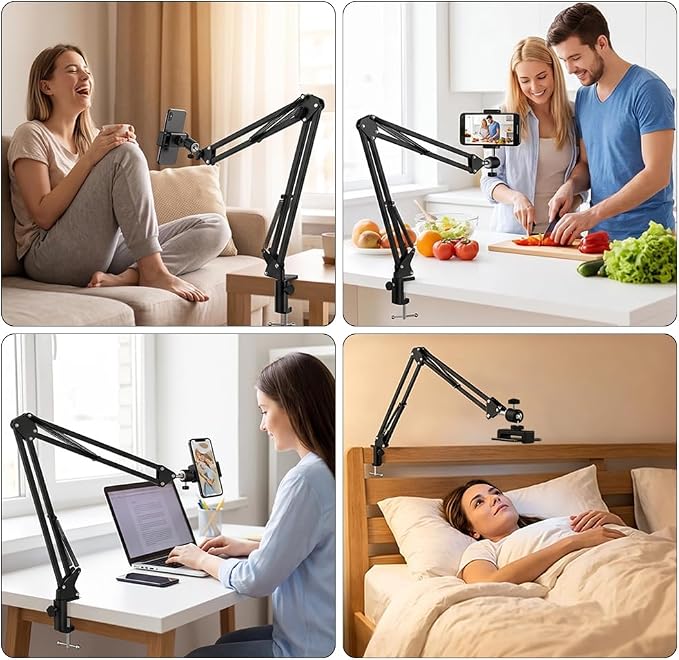 LenTok Overhead Tripod Mount for Camera Webcam Ring Light, Flexible Over Head Arm for iPhone with Phone Holder and Ball Head, Table Stand Accessory for Phone Video Recording Live Stream - Image 6