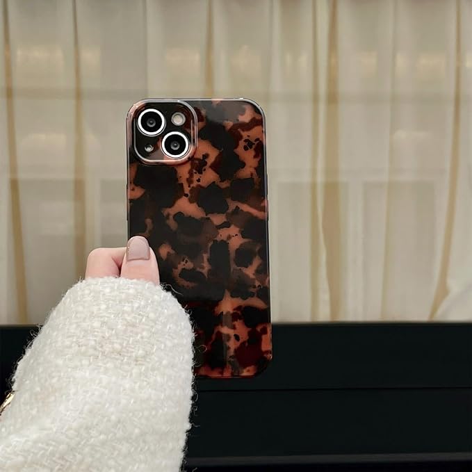 Cute Phone Case for iPhone 15 Case Amber Leopard Print | Cheetah Tortoiseshell Pattern,Full Camera Protective,Slim Shockproof TPU,Aesthetic Girly Glossy Cover for Women Men-Brown - Image 6