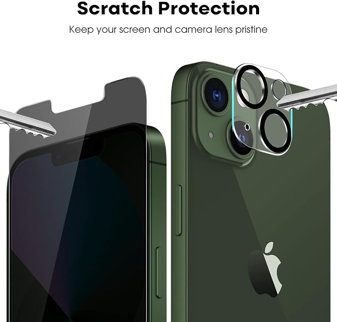 JETech Privacy Screen Protector for iPhone 13 mini, 2+2 Pack | Anti-Spy Tempered Glass, with Camera Lens Protector, Easy Installation Tool - Image 5