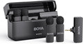 BOYA BY-V4 Wireless Microphones for Cameras DSLR Camcorder with Charging case, 12H Battery Life, 650ft Range, 4-Channel Omnidirectional Noise Canceling Lavalier Mic for Live Streaming Vlog by BOYA