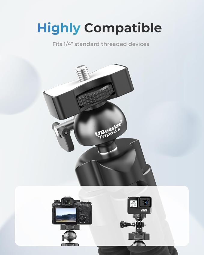 UBeesize Phone Tripod Pro S, Flexible Desk Stand with Wireless Remote, Mini Holder for Camera and GoPro - Image 2