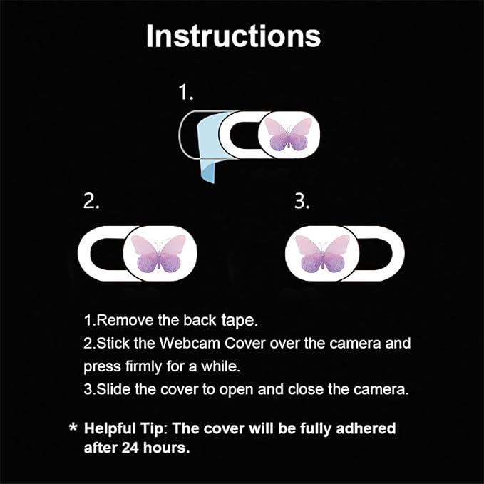Webcam Cover Slide Ultra Thin Laptop Camera Privacy, 6 Butterfly | 6 Packs Buterfly, Ultra thin camera cover fit for Cell phone desktop tablet PC, front camera blocks webcam to protect privacy - Image 5
