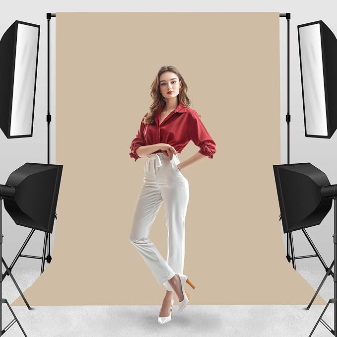 Beige Photo Backdrop Professional Photography Background Fabric 6x9ft | Seamless Design eliminates Wrinkle Portrait Photography Wedding Dark Theme Decorations - Image 5