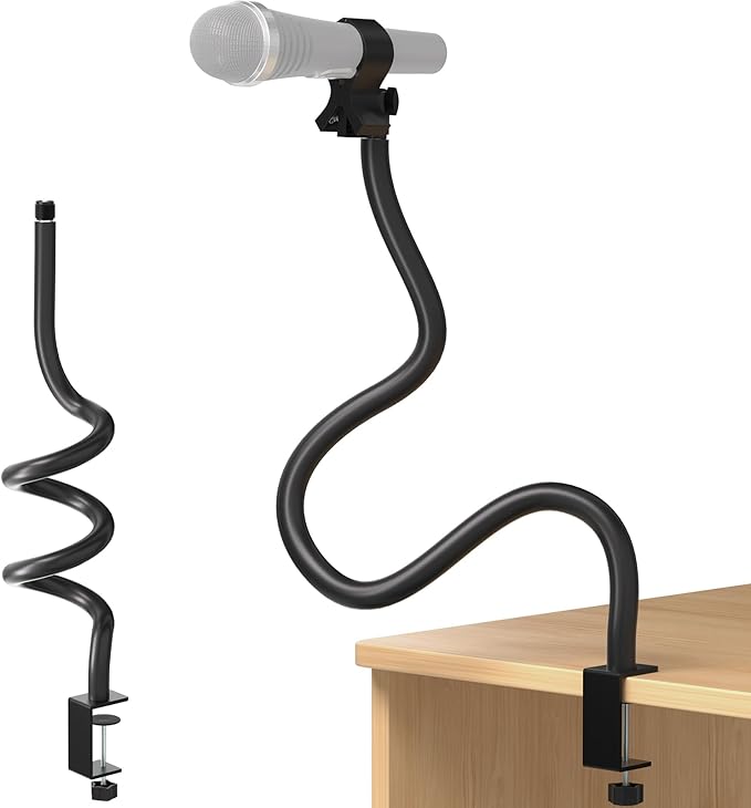 Microphone Stand,50 cm Long Flexible Gooseneck Arm Desktop Clamp Mount,Universal Heavy Duty Mic Clip Holder 3/8" to 5/8" Adapter,Compatible with Shure/Fifine/HyperX /AT2020 /Pyle/Blue Snowball/Razer by Mippko