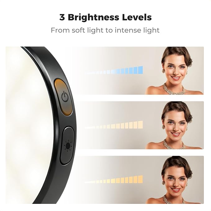 K&F CONCEPT LEDs Selfie Light, 3 Interface Modes, Rechargeable Phone Light | Ra95 CRI, 3-in-1 Mounts, 9 Light Modes, 600mAh Battery, 33g Pocket Size, Black, C7 - Image 5