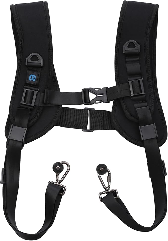 PULUZ Dual Camera Shoulder Harness for DSLR SLR Cameras with Quick Release | Double Camera Tether Strap, Soft Pad Decompression Strap Belt With 1/4 inch Screw by PULUZ