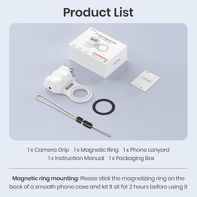 Magnetic Phone Camera Grip,Shooting Holder Selfie Handle Snap(White) | Wireless Shutter for iPhone 17 16 15 14 Android Cellphone Vlog Photography - Image 8