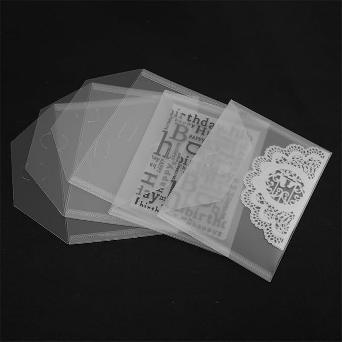 50 Pieces Clear Stamp and Die Storage Bag, Resealable Plastic Die Storage Pocket Large Die Cuts Stencil Storage Pockets for Card Making DIY Scrapbooking, 5 x 7 Inch with 6 Sheets Label Stickers - Image 6