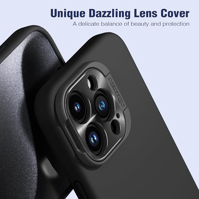 Nillkin for iPhone 15 Pro Case Silicone Upgraded[Compatible with MagSafe][Innovation Metal Camera Invisible Stand] Military Grade Protection Shockproof Phone Case for iPhone 15 Pro 6.1'' Blue - Image 7