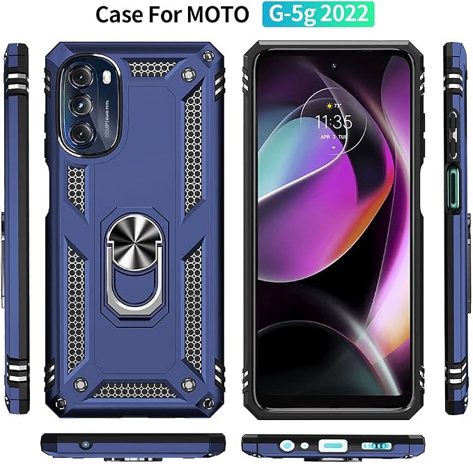 for Moto G 5G 2022 Case, Motorola Moto G 5G Case with HD Screen Protector, [Military Grade 16ft. Drop Tested] Ring Shockproof Protective Phone Case for Motorola G 5G 2022,Blue - Image 4