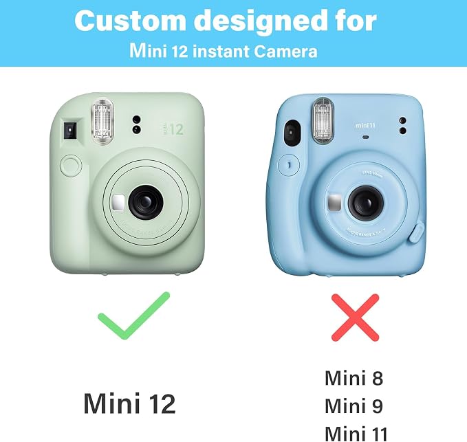 Rieibi Clear Case Compatible with Fuji Instax Mini 12, Hard Carrying Case Bag for Fujifilm Instax Mini 12 Instant Camera, PC Cover with Photo Storage Pocket & Shoulder Strap - Image 3