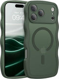 BENTOBEN Magnetic for iPhone 17 Pro Max Case, Cute Wavy [Full Camera Protection][Compatible with MagSafe] Matte Anti-Slip Bumper Women Girls Boys Protective Cover for 17 ProMax 6.9", Deep Green by BENTOBEN