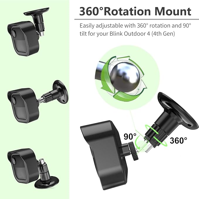 Blink Outdoor Camera Mount, Sync Module Mount for Blink Module, 1 Pack | 360°Adjustable Blink Outdoor Wall Mount, Weatherproof Protective Cover for Blink Outdoor 4/2K Camera, Snap-on install, Black - Image 4