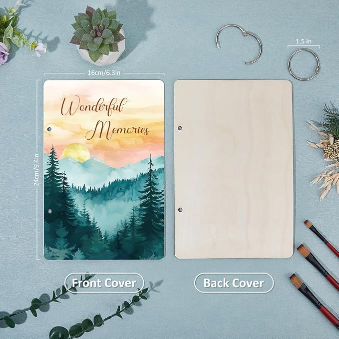 SUPERDANT Wonderful Memories Greeting Card Holder Organizer Wooden Card Keeper Binder Planning Book Sunset Mountain Birthday Cards Keeper Photo Album Graduation Wedding Planner Journal Keepsake Gift - Image 3