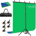 EMART 5x6.5ft Blue Green Screen Backdrop Kit with Reverse Folding Base | Reverse folding base for easy storage & transport，perfect for Photography, Photoshoot, Studio Video Recording, Streaming by EMART