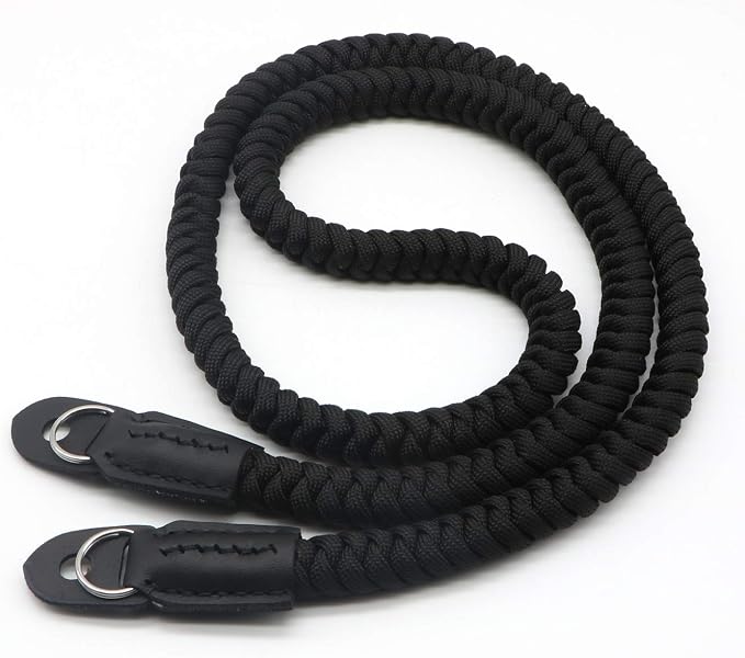 Paracord Woven Camera Neck Shoulder Strap Belt Hand Compatible with Canon Nikon Sony Olympus Pentax Fujifilm Panasonic SLR DSLR Digital Mirrorless Cameras 42 inch Black by HITHUT
