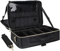 Relavel Makeup Case Large Makeup Bag Professional Train Case 16.5 inches Travel Cosmetic Organizer Brush Holder Waterproof Makeup Artist Storage Box, Large Capacity (Leather Black) by Relavel