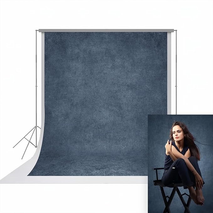 UrcTepics 8×12 ft Denim Blue Fabric Photo Backdrops, Classic Abstract Texture Backdrop for Headshots and Portraits, Vintage Photography Background for Studio and Events. by UrcTepics