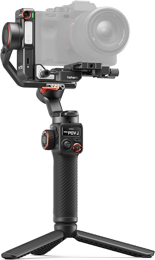 hohem iSteady MT3 3-Axis Gimbal Stabilizer for Mirrorless/Pocket/Action Cameras/Smartphone, Built-in AI Tracker with Fill Light, OLED Display, Camera Gimbal for Canon/Sony/Nikon/Fujifilm/GoPro by Hohem