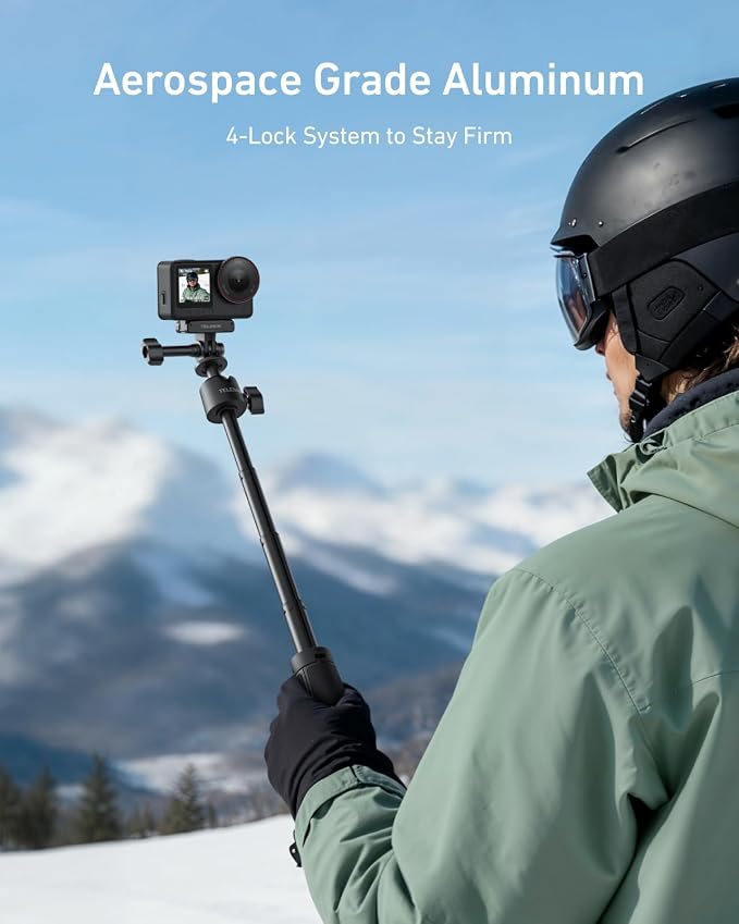 TELESIN 46cm/18.1in Mini Selfie Stick Tripod for All Action Camera | 360° Ball Head Extended Handle Grip Pole for DJI Osmo Nano Action 6 5 4, Pocket 4 3, GoPro 13 12, Insta360 X5 X4, Xtra Edge - Image 3