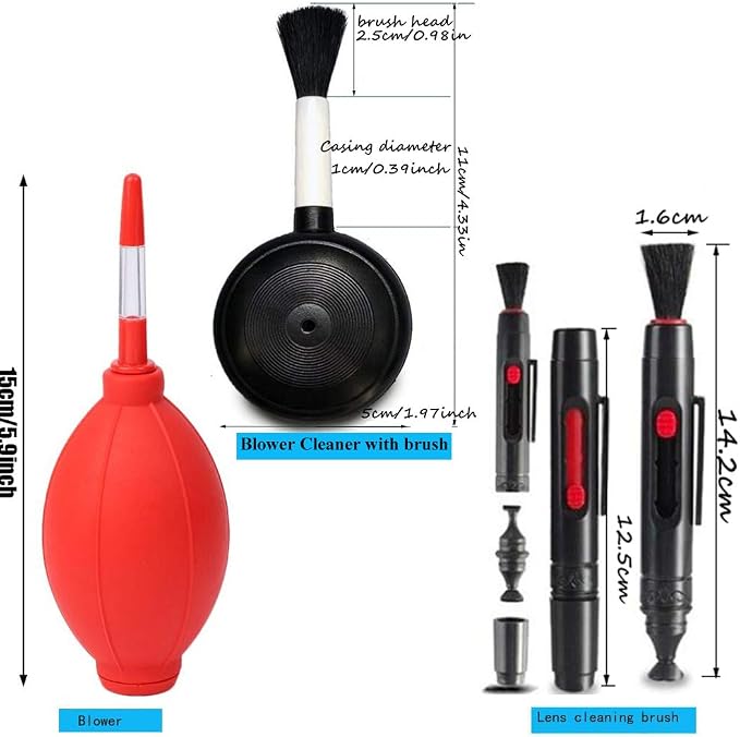Camera Cleaning Kit, Electronics Cleaning Tools & Accessories Include Air Blower Pump, Lens Cleaner Pen and Dust Blower Cleaner with Brush for DSLR VCR DC Camera Lenses Telescope Filters Cleaning - Image 2