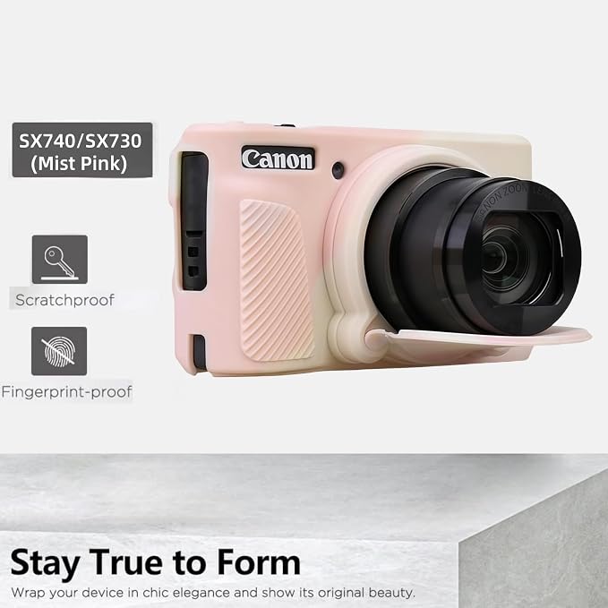 Camera Case for Canon PowerShot SX740/ SX730 Digital Camera, SX740 HS Case | Soft Silicone Protective Case Removable Lens Cover, Comes with 2 Screen Protectors and 1 Wrist Strap. (Mist Pink) - Image 7