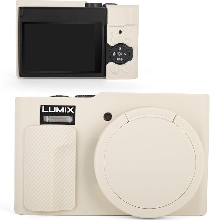 MUZIRI KINOKOO Silicone Sleeve Compatible for Panasonic Lumix ZS99 Camera - Soft Protective Cover for DC-ZS99/TZ99 Digital Camera with Removable Lens Cover - Anti-Slip & Anti-Scratch - Off White by MUZIRIKINOKOO