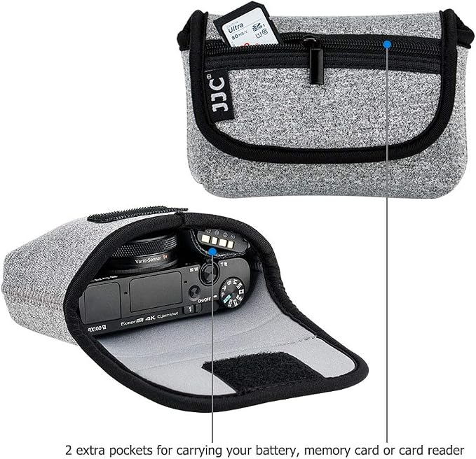 JJC Compact Camera Case Pouch for Sony DSC-W830 W810 W800 Canon SX620, Grey | for Sony RX100 VII VI VA IV Kodak Ektar H35N Pixpro FZ45 Canon SX610 SX720 ELPH 190 ELPH 180 & More, Neoprene Material - Image 6