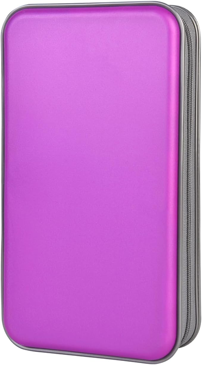 alavisxf xx CD Case, 96 Capacity Hard Plastic Organizer Wallet for Car | CD DVD Holder, Portable Hand Strap, Zipper Closure, Anti-Slip Scratch-Resistant Sleeves, Disc Storage, for Home Office Travel by alavisxfxx