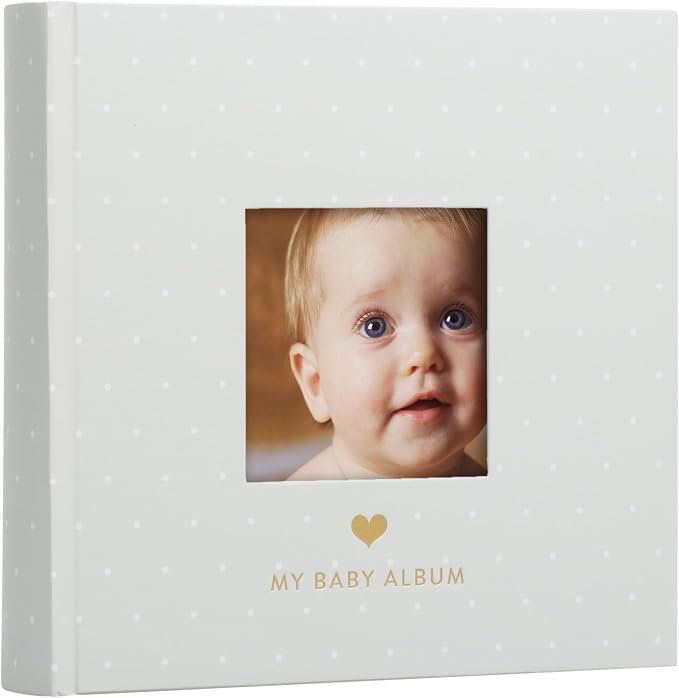Pearhead Baby Photo Album, Holds 200 Pictures, Polka Dots, Gray | Holds 200 4x6" Pictures with Space for Notes, Memory Keepsake Book for New and Expecting Parents, Gender-Neutral, Baby Gift by Pearhead