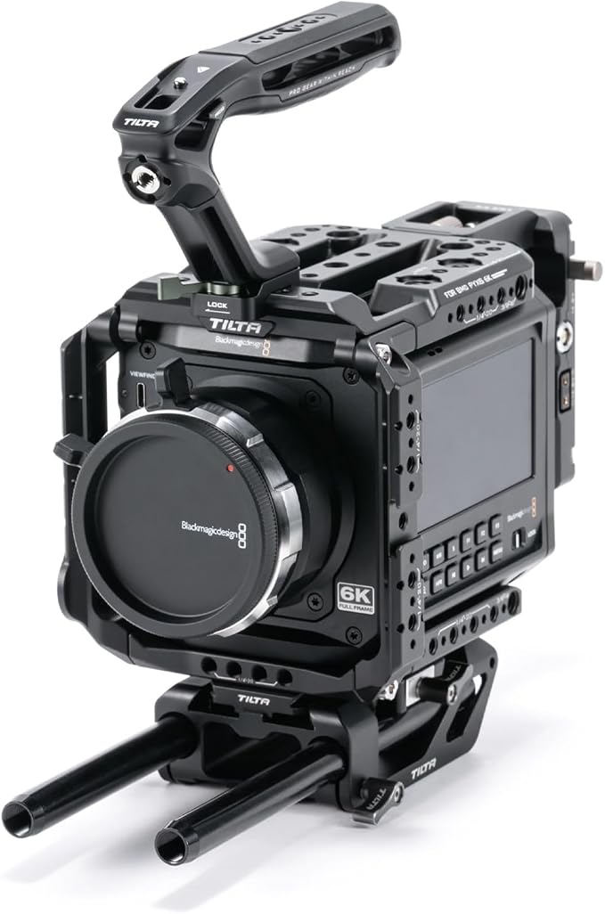 Tilta Camera Cage Pro Kit V-Mount Compatible with Blackmagic Pyxis 6K/12K| Full Cage, Top Handle, V-Mount Battery Plate, Side Plate, Bottom Plate, Universal 15mm Baseplate w/Rods, and Mini Tool | V-mount battery plate with 15mm LWS baseplate and NATO t... by Tilta