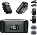 occiam Mini Lavalier Microphone for iPhone & Android Wireless Microphone | Noise Reduction Magnetic Mini Lapel Mic with 54H Charging Case for YouTube Podcast Tiktok Vlogging Video Recording Black by occiam