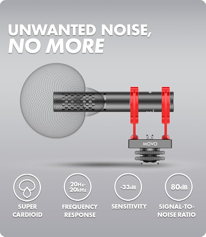 Movo X1-Mini Video Shotgun Mic for Camera - Supercardioid 3.5mm/USB-C Analog/Digital Camera Microphone for DSLR, iPhone and Android Smartphones, Computers - Compatible with Canon EOS, Nikon, Sony - Image 4