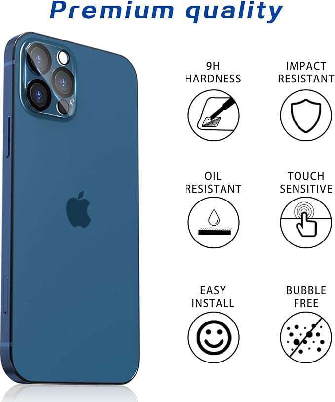 imluckies Camera Lens Protector for iPhone 12 Pro Max 6.7" Tempered Glass, HD Clear & 9H Hardness, Case-Friendly, Scratch Resistant, Easy Installation[3 Pack] - Image 3