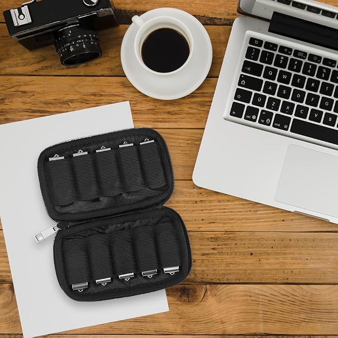 JBOS 10 Slots Neoprene USB Flash Drive Case with 20 Identification Labels,Anti-Static Thumb Drive Organizer Bag, Slim Portable Memory Stick Storage Pouch for Travel, Office & Home, Black - Image 5