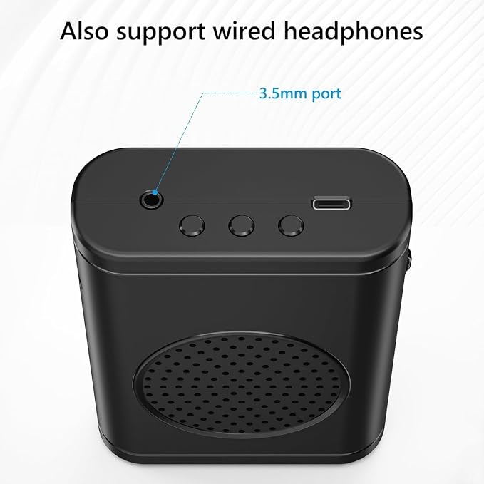 Wireless Voice Amplifier with Wireless Lavalier Microphone, Bluetooth Speaker, PA System, Support USB/TF/SD Card, Cordless Omnidirectional Mic for Teacher, Streaming, Classroom, Speech, Meeting, Yoga - Image 5