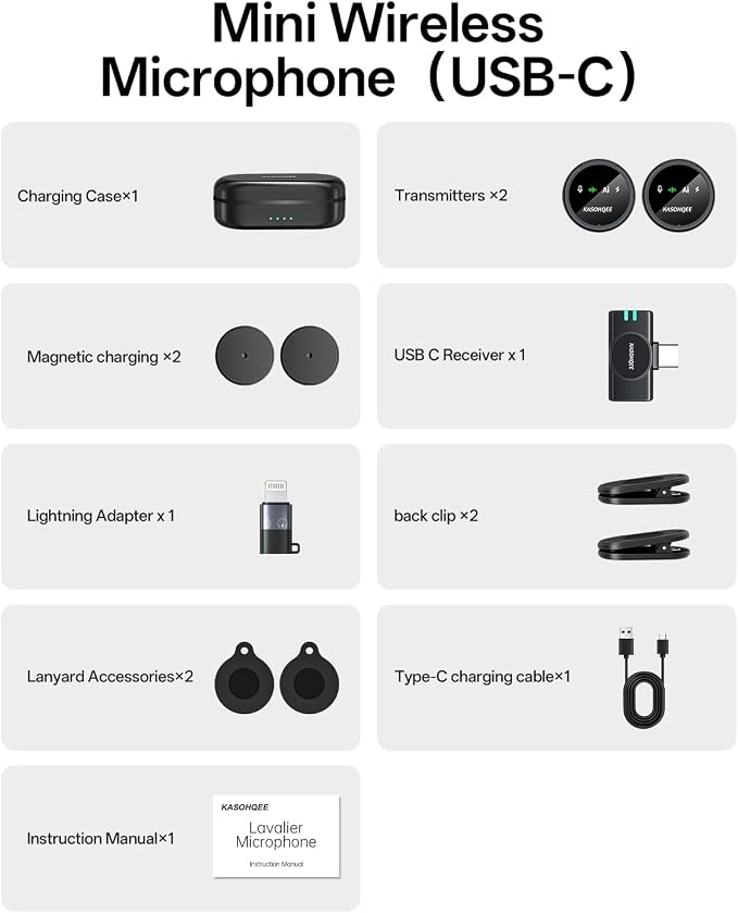 Wireless Lavalier Microphone for Content Creators,iPad & Android, Magnetic Clip-on Mini Mic with Charging Case,30H Playtime Plug-Play Lapel Lavalier Mic for Vlog TikTok, AI Noise Reduction - Image 8