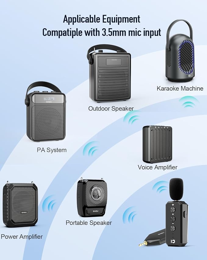 SHIDU Wireless Lavalier Microphone 2.4G with 3.5MM Plug for Voice Amplifier | UHF Mic Speaker System for Teaching, 480mAh Batteries USB-C Charging, for Speaking Tour Guides Fitness Instructor - Image 6