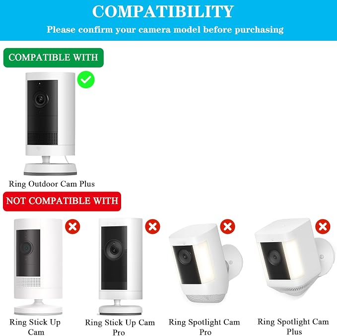 Sun Rain Shade Camera Cover Compatible with Ring Outdoor Cam Plus | Camera Shield Protective Case for Resistant UV, Easy to Install (White) - Image 2
