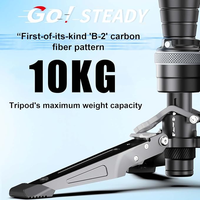 M1 62.8" Carbon Fiber Monopod for Camera, One-Click Lifting Monopod with feet, Compact for Travel, Max Load 44lbs / 20kg for Camera, DSLR, Camcorder - Image 5