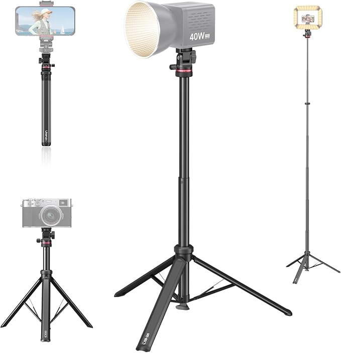 ULANZI MT-80 Aluminum Tripod Stand, 7FT Auto Pop-Up Camera Light Tripod | 11LB Max Load , 1/4" Screw, 360° Ball Head, 360° Rotates, Portable Video Light Stand for DSLR Camera, Ring Light, Video Rig by ulanzi