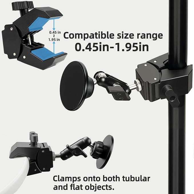 Magnetic Mic Stand Phone Holder Mount, 360° Angle Adjustment for Gym/Microphone Stand/Shopping Cart/Stroller/Handlebar,Compatible with iPhone 17/16/15/14/13/12 Series - Image 6