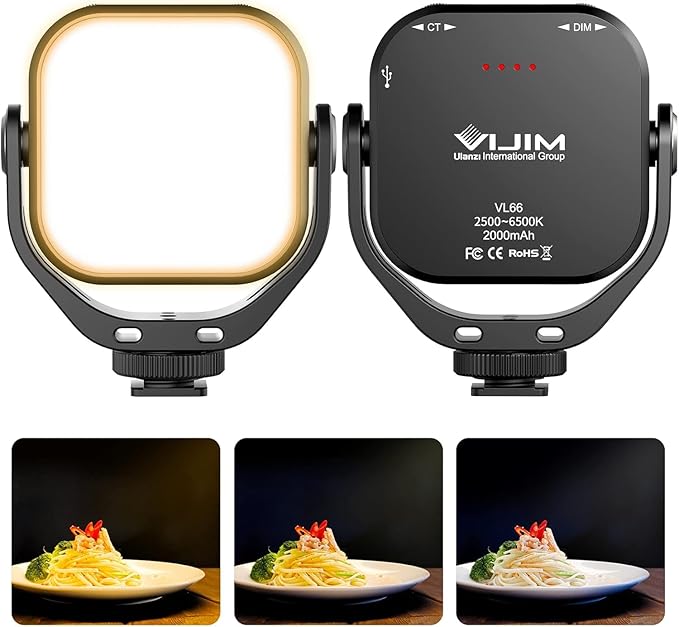 ULANZI VL66 Bi-Color Adjustable Rechargeable 2500-6500K - Mini Video Portable Light on Cam, 2000mAh CRI95+ Dimmable, Ultra Bright Photo & Video Lighting, LED Fill Lamp for DSLR Camcorder Action Camera by ulanzi