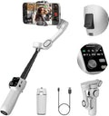 AOCHUAN Gimbal Stabilizer for iPhone w/Extension Rod,Face Tracking(SmartV8) | Phone Gimbal for iPhone with Built-in 7.8Ft Extension Rod, Full-Screen Oled Display, Ideal for Tiktok Recording(White) by AOCHUAN