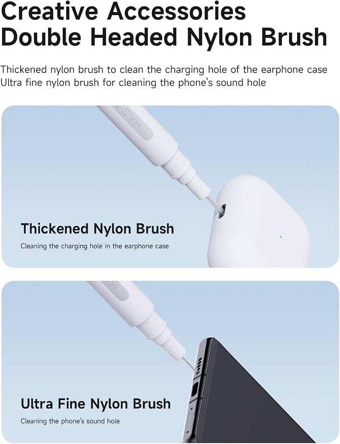 Hagibis Cleaning Pen for Airpods Pro 1 2 3 Multi-Function Cleaner Kits Soft Brush for Bluetooth Earphones Case Cleaning Tools for iPhone 16 15 Pro Max LEGO Camera Lens (White) - Image 6