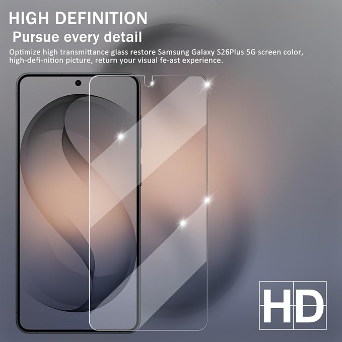 Galaxy S26 Plus Screen Protector + Camera Lens Protector, [2 +2 Pack] [Ultrasonic Fingerprint Unlock] Full Coverage Tempered Glass Screen Protector For Samsung Galaxy S26 Plus / S26+ - Image 6
