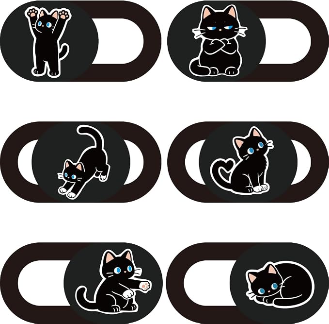 6Pcs 6 Styles Cat Camera Cover Slide Cute Privacy Guard Accessories, 0.04 Inch Ultra Thin Webcam Cover Protector Blocker for Laptop Desktop Computer Tablet Notebook Mini PC Home Office Use by PRESSINART