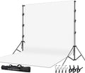 SLOW DOLPHIN Photo Video Studio 10 x12ft 100% Cotton White Muslin Backdrop with 10 x 10ft Stand Photography Background Support System Kit Clamp, Clips,Carry Bag by SLOWDOLPHIN