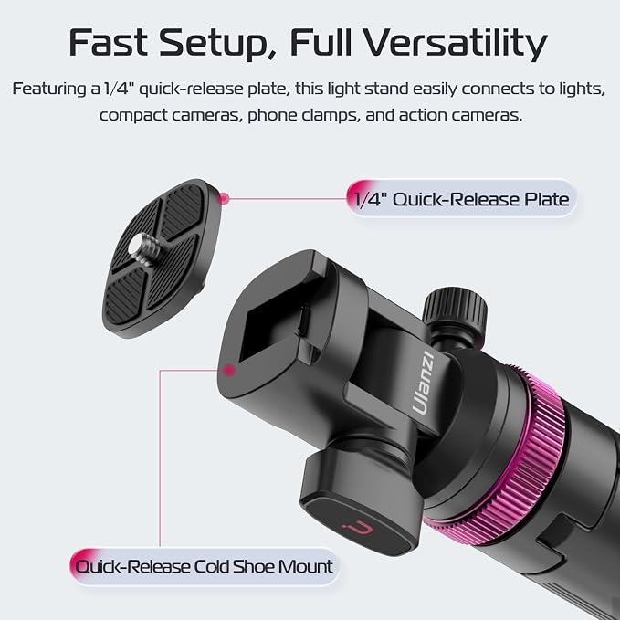 ULANZI MT-89 Extendable Tripod Aluminum, 82" Portable Adjustable Light Stand with 1/4" Screw Quick Release, Camera Phone Tripod for Camera Video Light Smartphone, Lightweight for Travel,Up Load 2.2LBS - Image 3